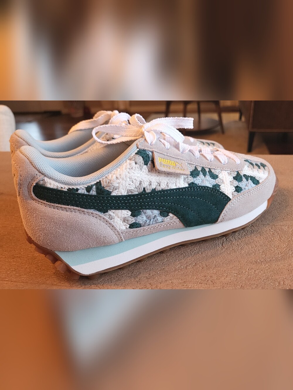 PUMA Easy Rider Seaside Drills Embroidered Lace Up Green Gray Sneakers 6.5 NEW - Picture 7 of 12